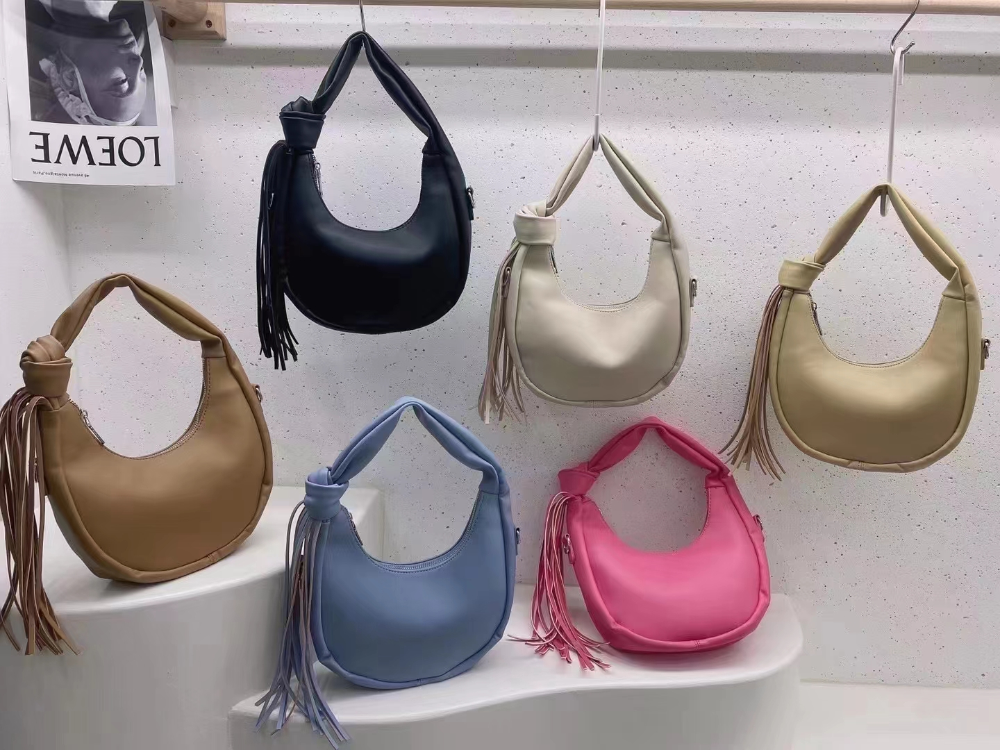 women shoulder bag with tassels