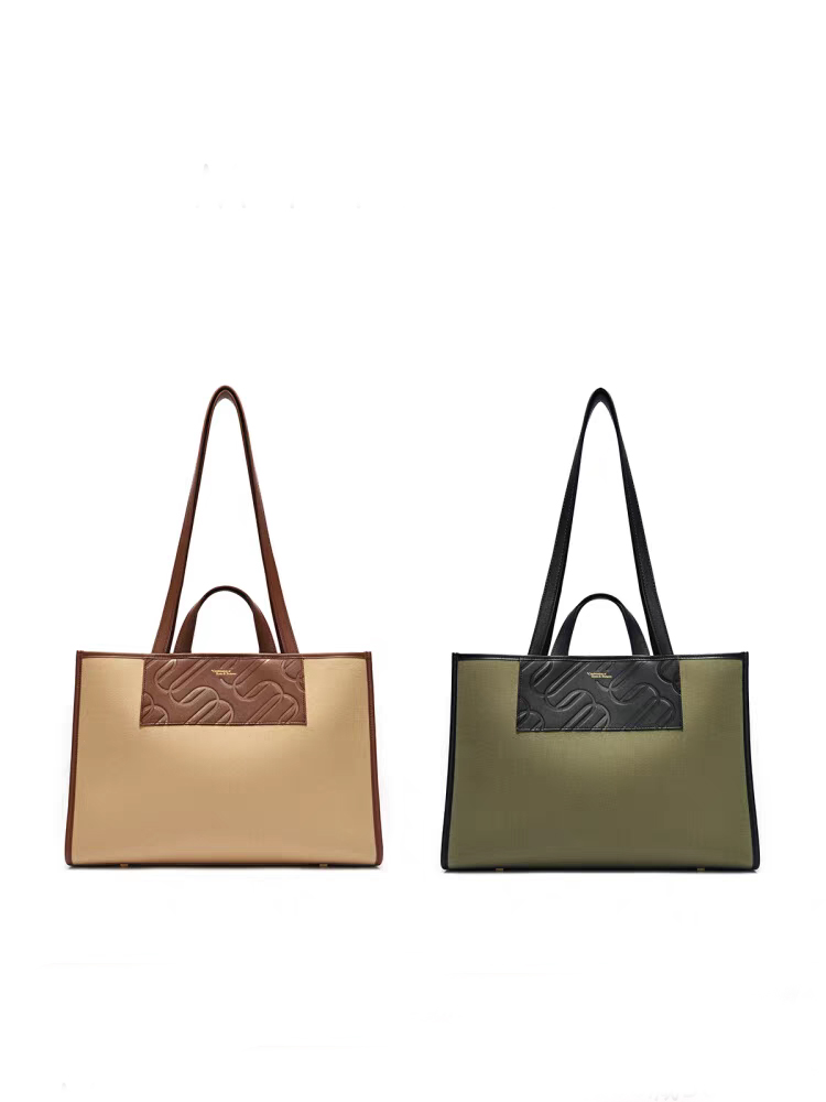 canvas tote bag with PU trim