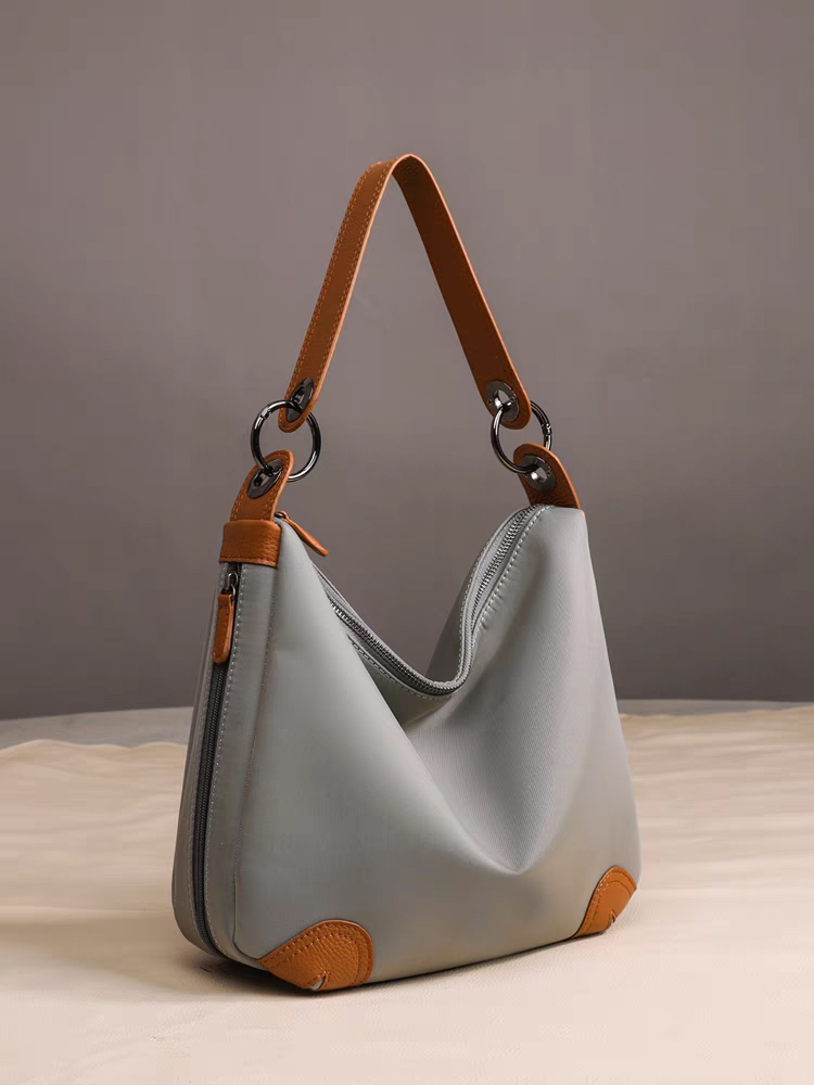 nylon hobo bag with PU trim