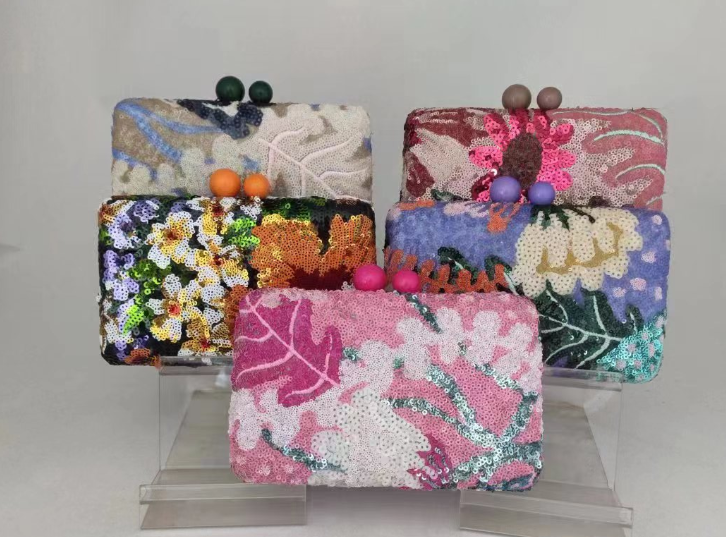 flowers sequins evening bag