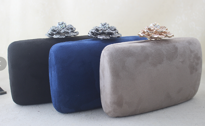 faux suede evening bag