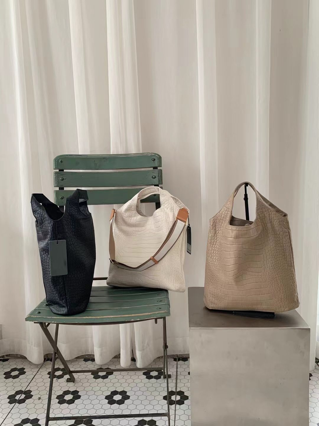 Croc leather tote bag for women